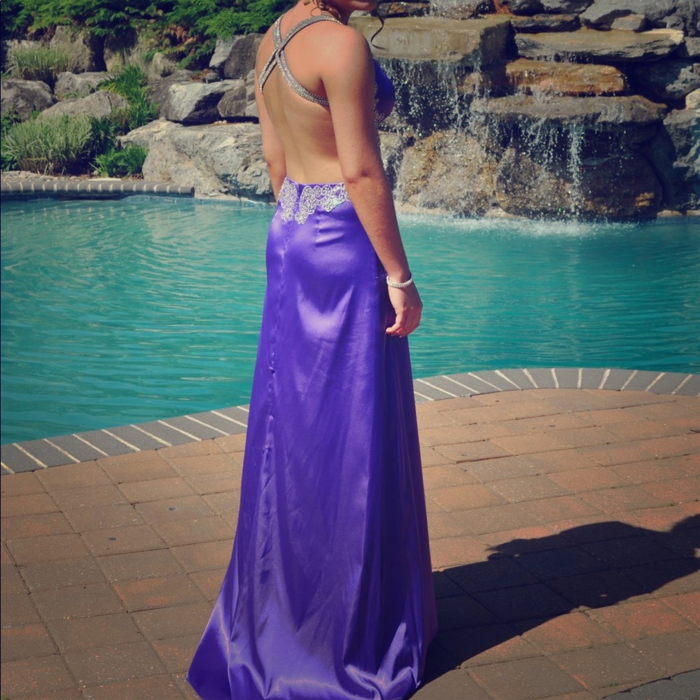 Purple Beaded Prom Dress
